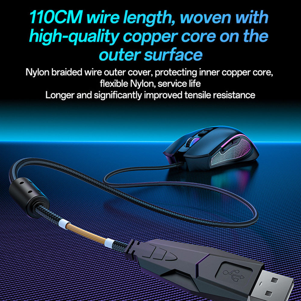 Mouse Gaming Wired USB Yesido KB20, RGB, 1000DPI - 7200DPI, Μαύρο