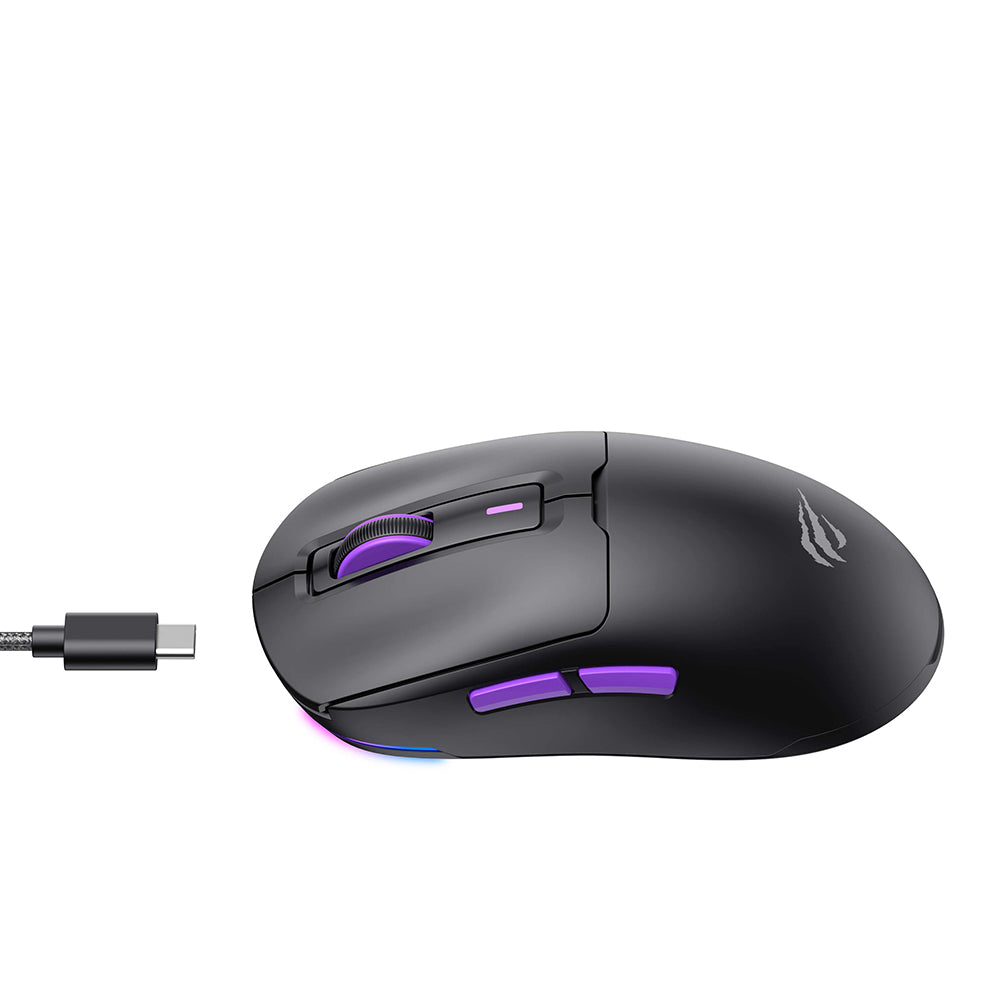 Ασύρματο Gaming Mouse HAVIT MS969WB, RGB, 1000DPI - 16000DPI, BT / Wi-Fi / Ενσύρματο, Μαύρο