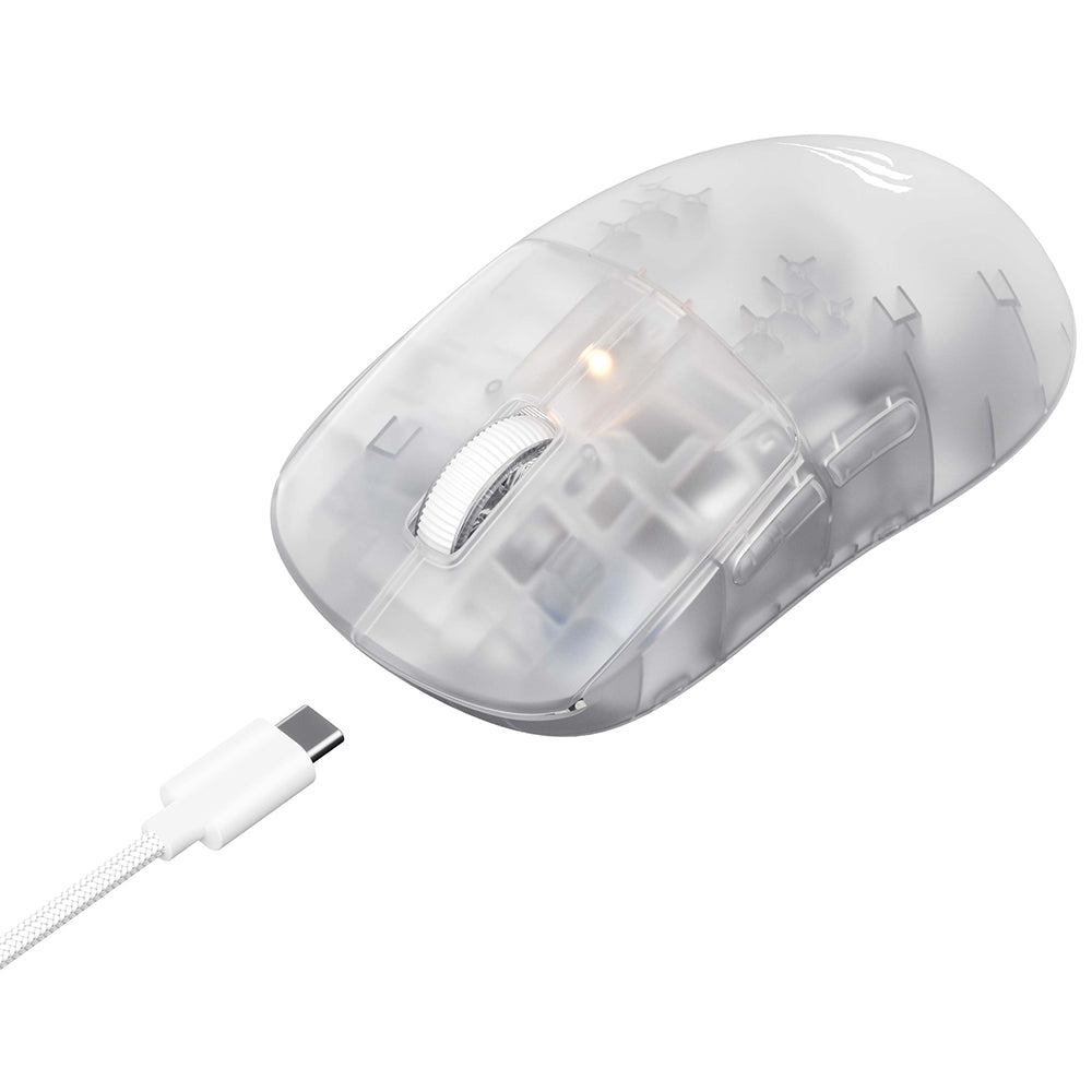 Mouse Gaming Wireless HAVIT MS970WB Pro, 800DPI - 12000DPI, BT / Wi-Fi / Ενσύρματο, Διαφανές Λευκό