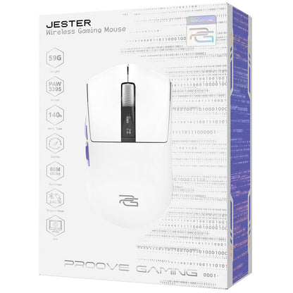 Mouse Gaming Wireless Proove Jester, 800DPI - 26000DPI, Οθόνη OLED, Λευκό WMJS00022002
