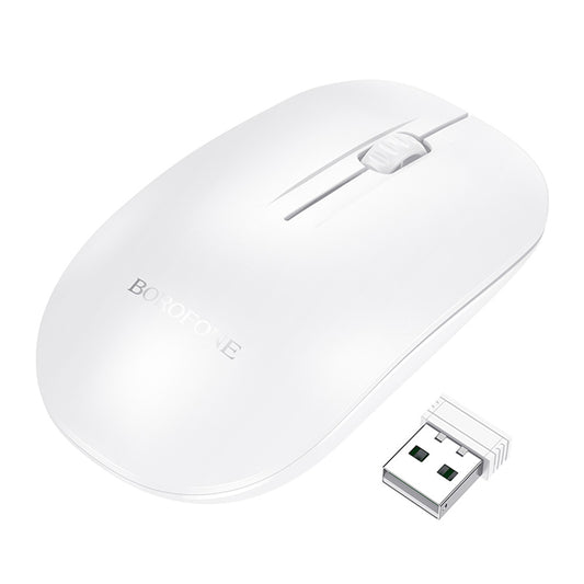Ασύρματο Ποντίκι Borofone BG14 Planet, 1000DPI, BT / Wi-Fi, Λευκό