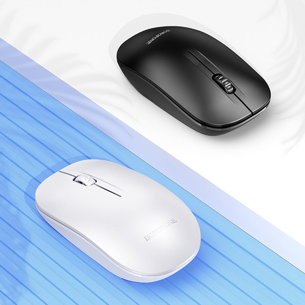 Ασύρματο Ποντίκι Borofone BG14 Planet, 1000DPI, BT / Wi-Fi, Λευκό