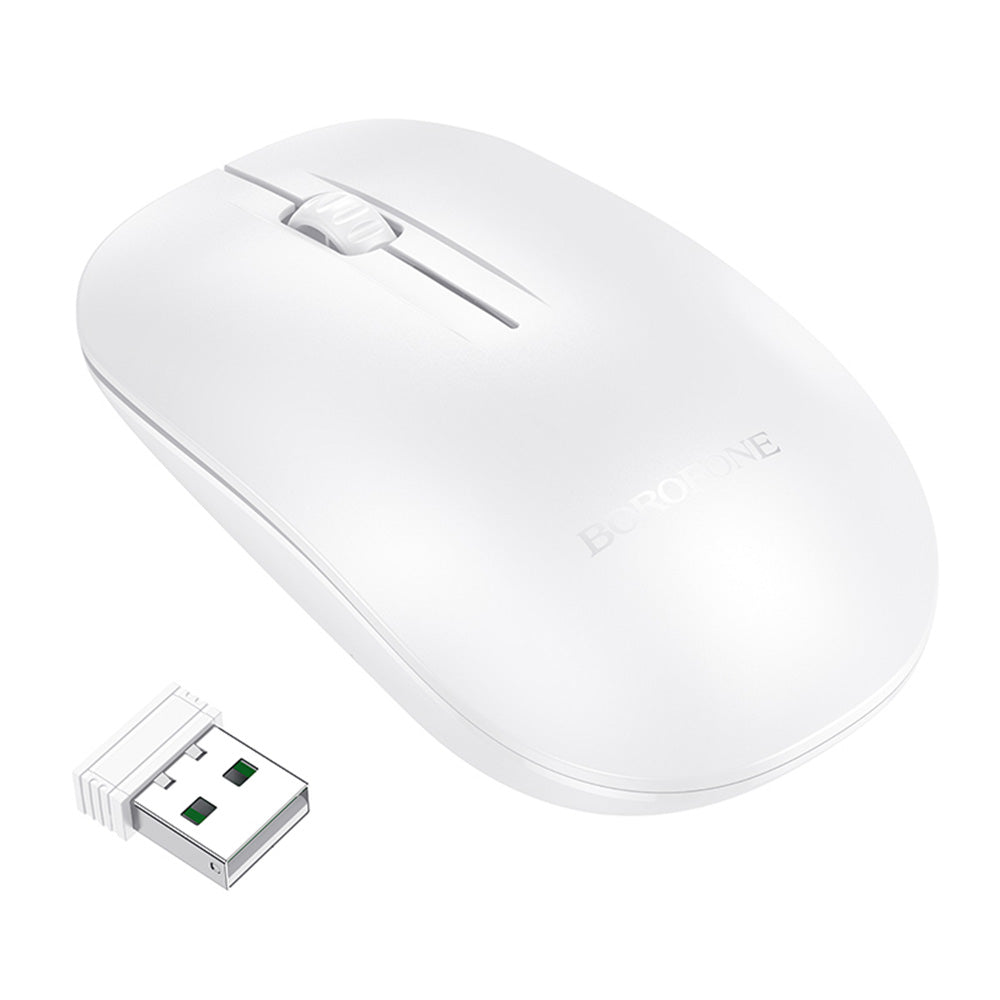 Ασύρματο Ποντίκι Borofone BG14 Planet, 1000DPI, BT / Wi-Fi, Λευκό