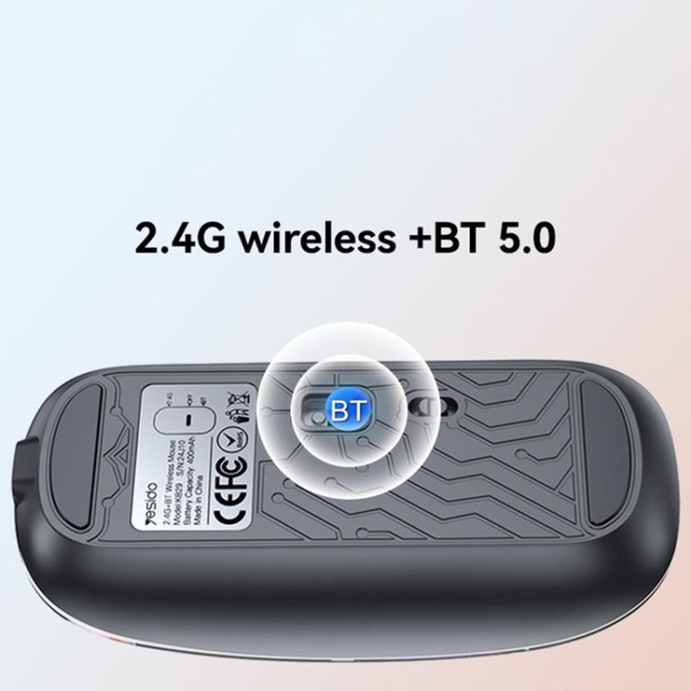 Ασύρματο Ποντίκι Yesido KB29, 800DPI - 1600DPI, BT / Wi-Fi, Λευκό