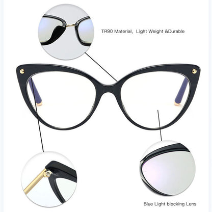 Techsuit Women's Computer Glasses F93308, Anti-Blue Light, Black Gold Transparent