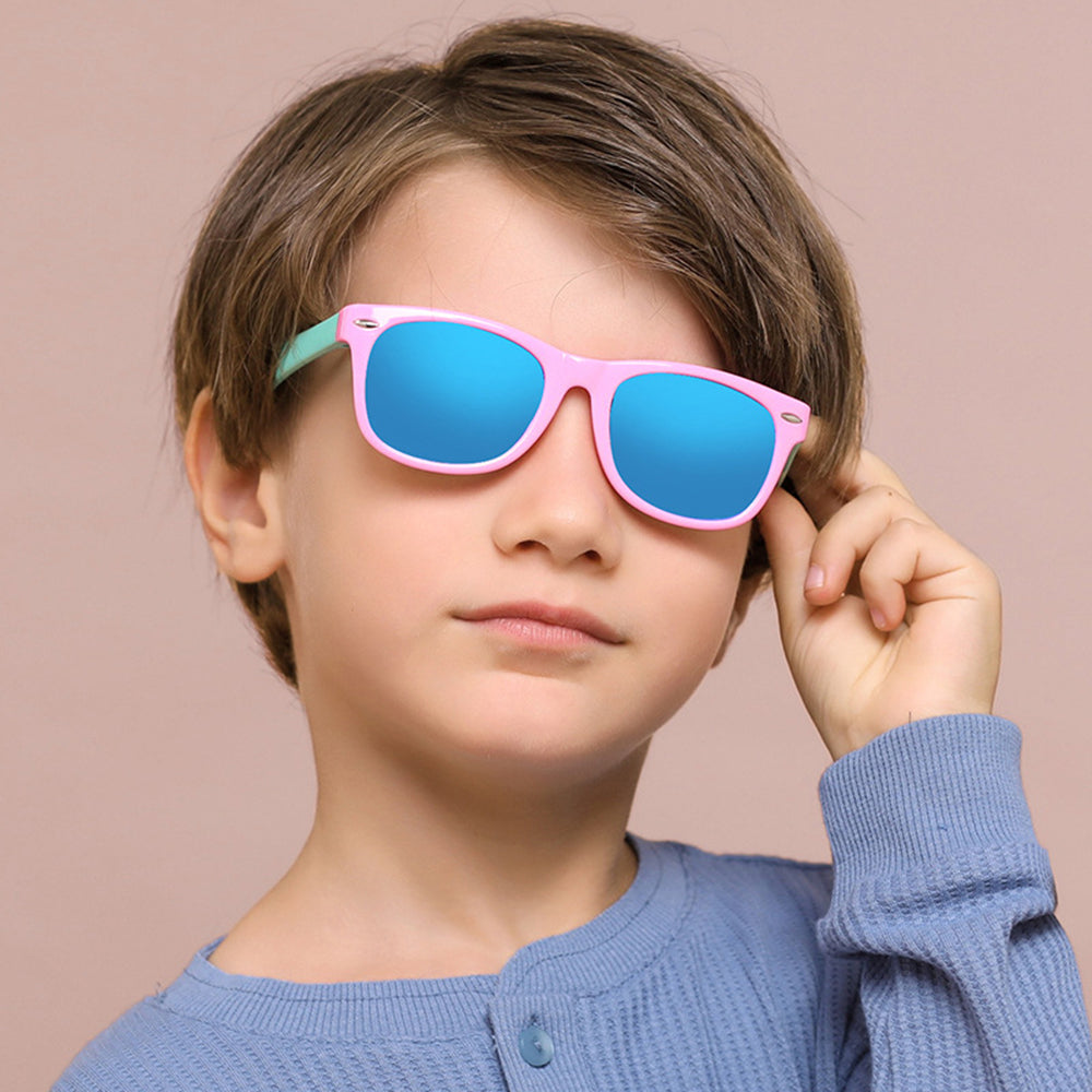 Techsuit D802 Kids' Sunglasses, Polarized, UV Protection, Blue Yellow Orange