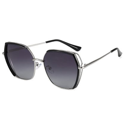 Techsuit Women's Sunglasses 9768, Polarized, UV Protection, Black Silver Gray
