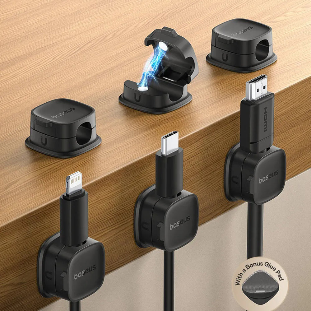 Διοργανωτής Καλωδίων Baseus Lite Magnetic, Σετ 3 Τεμαχίων, Λευκό B01331106211-00