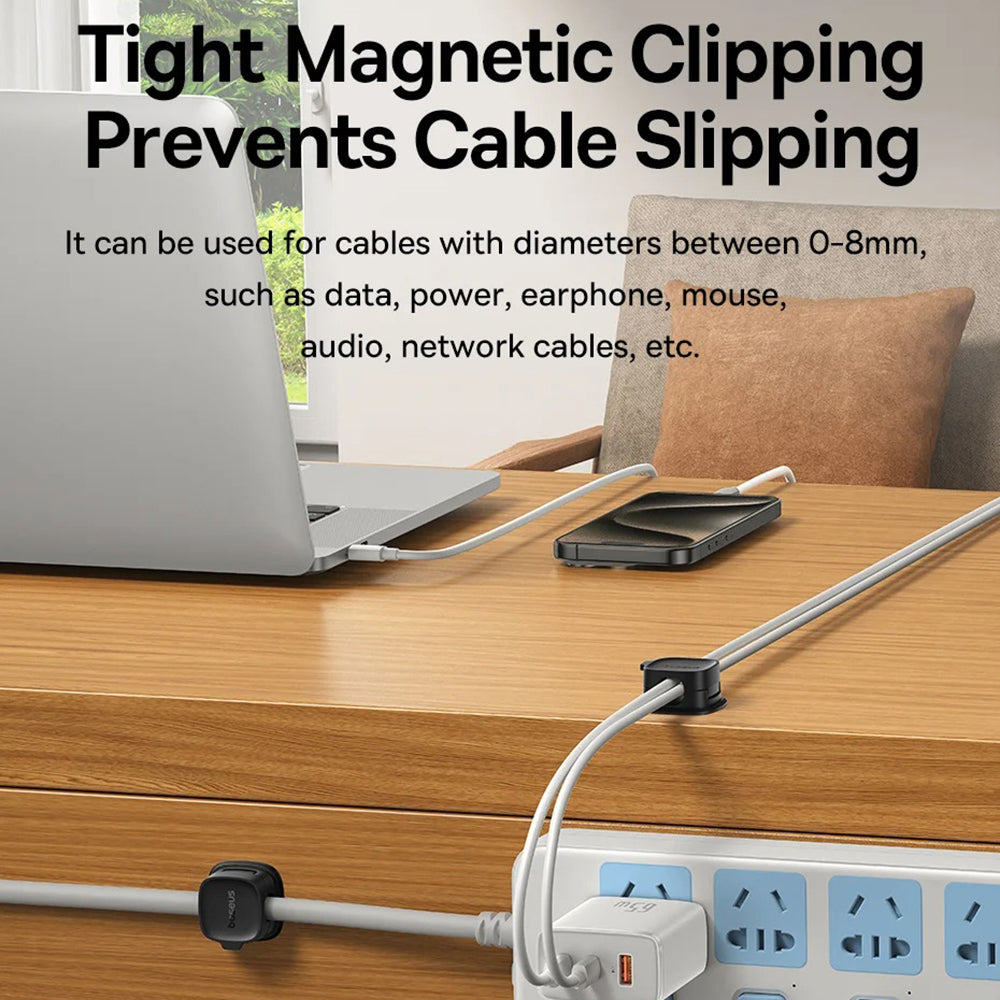 Διοργανωτής Καλωδίων Baseus Lite Magnetic, Σετ 3 Τεμαχίων, Λευκό B01331106211-00