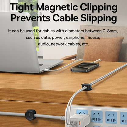 Διοργανωτής Καλωδίων Baseus Lite Magnetic, Σετ 3 Τεμαχίων, Λευκό B01331106211-00