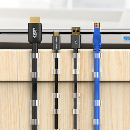 CableCreation CT1001 Cable Organizer, Set of 50, Transparent