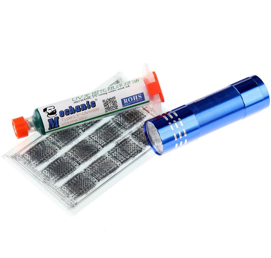 Πάστα με Στένσιλ Κάλυψης και UV Φακό Mechanic S1512, 3σε1, Πράσινο