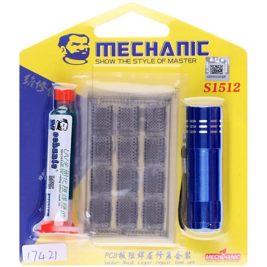 Πάστα με Στένσιλ Κάλυψης και UV Φακό Mechanic S1512, 3σε1, Πράσινο
