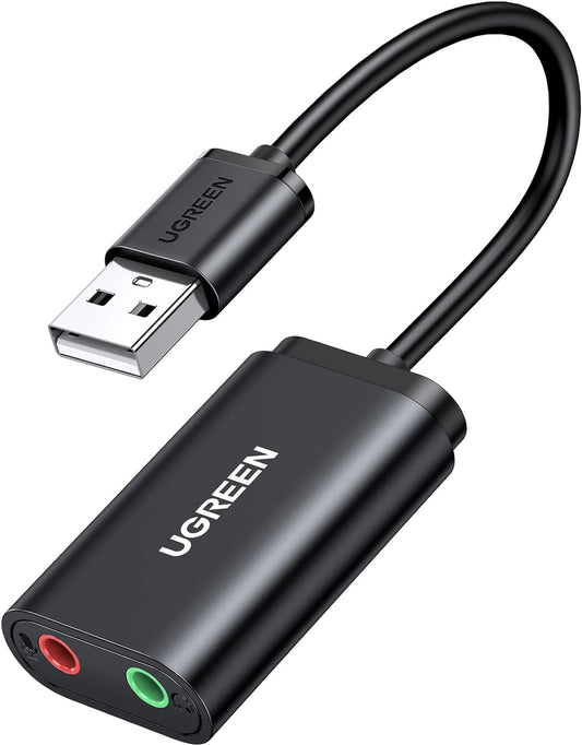 Κάρτα ήχου USB UGREEN US205, 2 x Jack 3.5mm, Μαύρη
