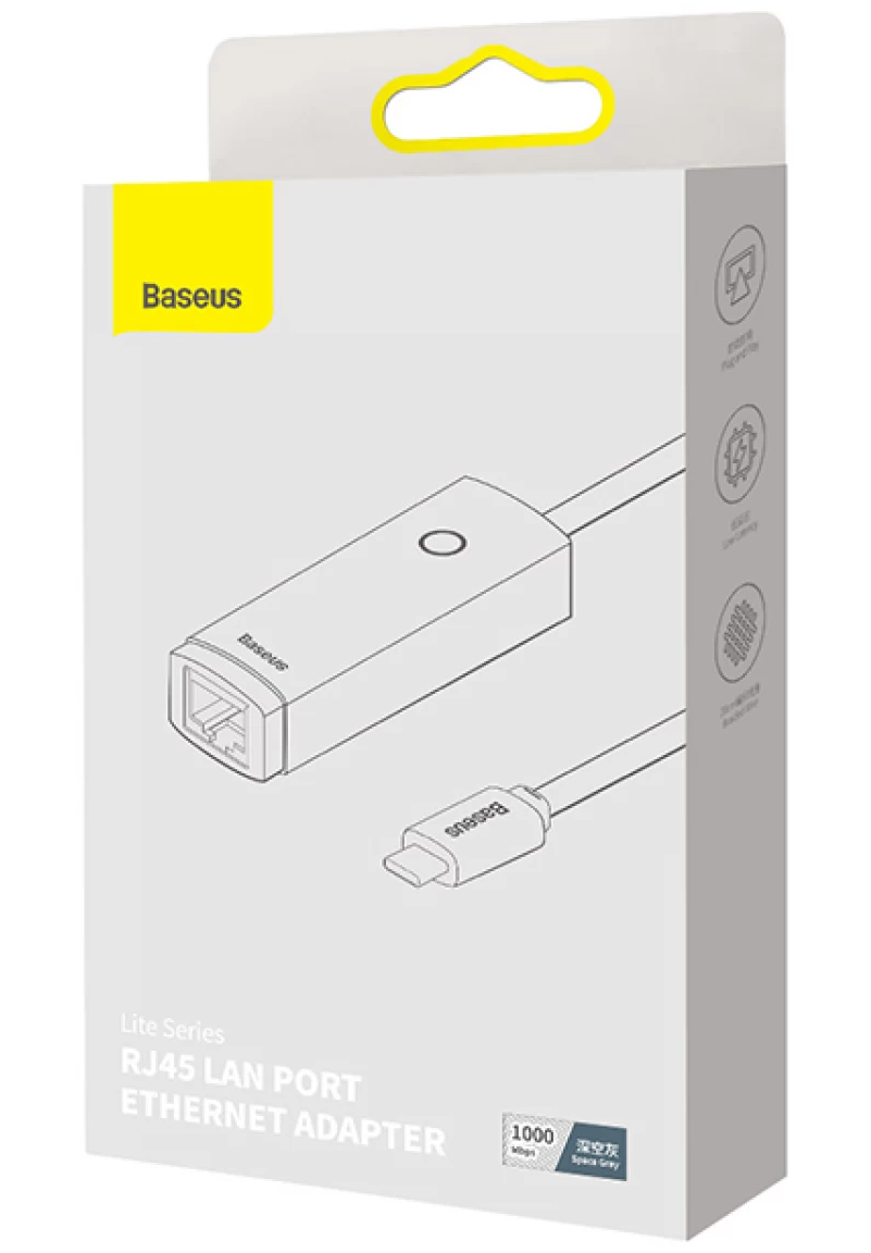 Κάρτα Δικτύου Baseus Lite, RJ45, USB-C, Γκρι WKQX000313