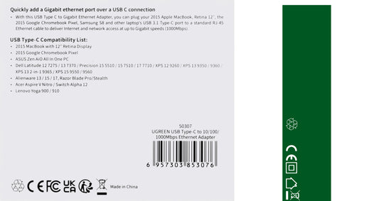 Κάρτα δικτύου UGREEN US236, RJ45, USB-C, μαύρο