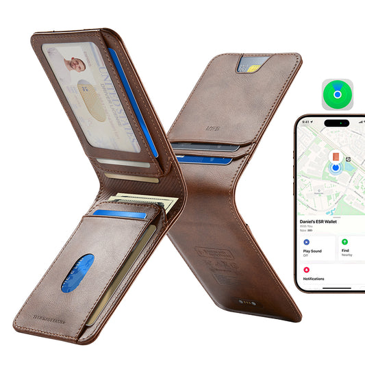 Πορτοφόλι ESR Classic Geo με λειτουργία Find My και Προστασία RFID, Καφέ