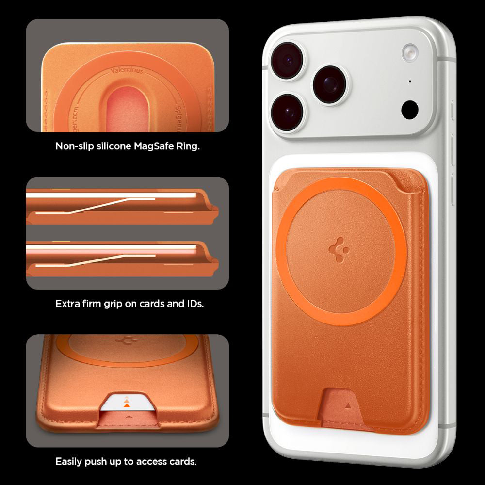 MagSafe Wallet, Spigen, Valentinus MagFit+ 3 Cards, Orange AFA11340