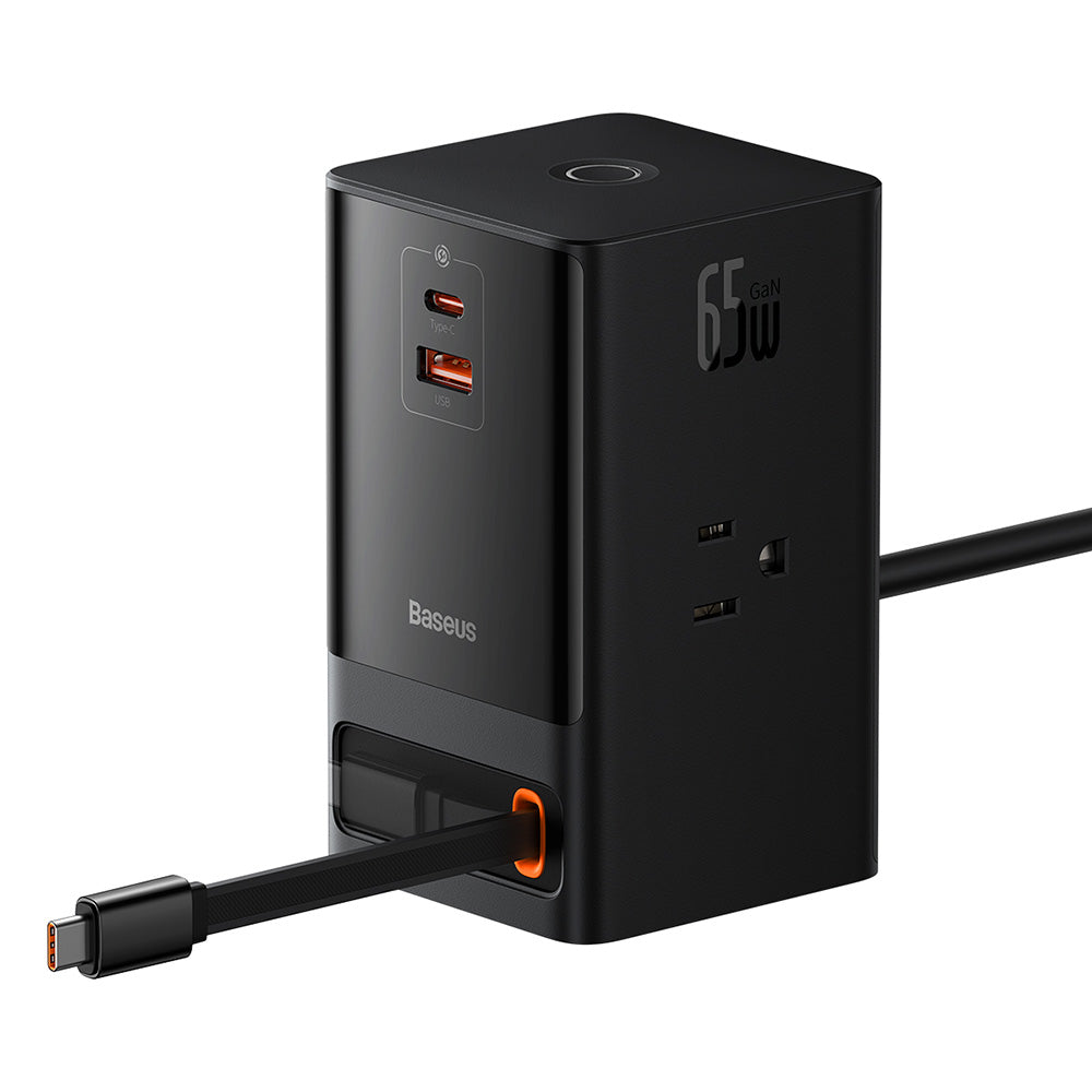 Baseus PowerCombo US Extension Cord, 3 x Outlets - 1 x USB-A - 2 x USB-C, Black PSLR000101