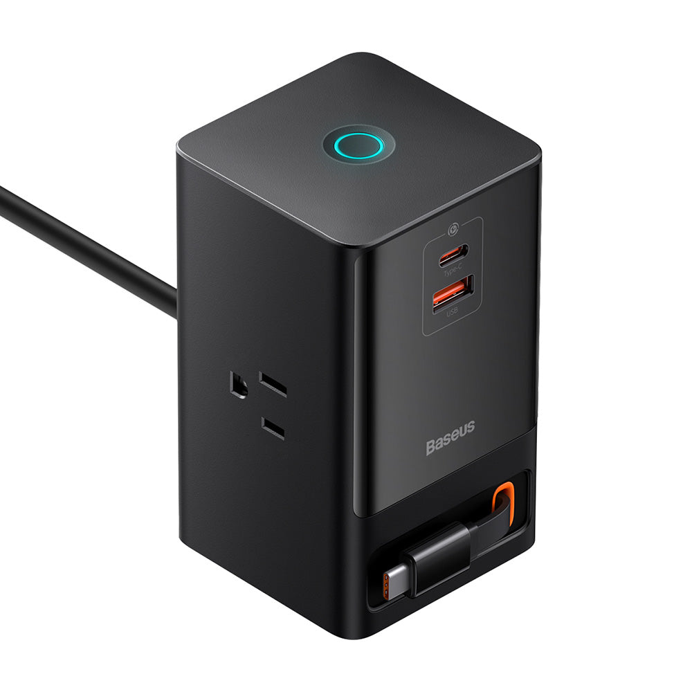 Baseus PowerCombo US Extension Cord, 3 x Outlets - 1 x USB-A - 2 x USB-C, Black PSLR000101