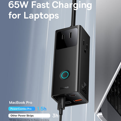 Πολύπριζο Baseus PowerCombo US, 3 x Πρίζα - 2 x USB-A - 2 x USB-C, Μαύρο PSLA020101