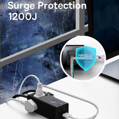 Πολύπριζο Baseus PowerCombo US, 3 x Πρίζα - 2 x USB-A - 2 x USB-C, Μαύρο PSLA020101