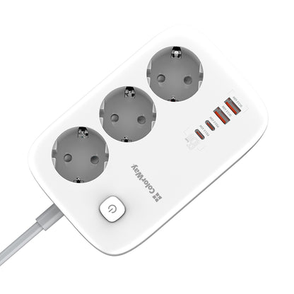 Πολύπριζο ColorWay, 3 x Schuko - 2 x USB-A - 2 x USB-C, Λευκό