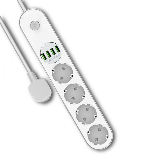ColorWay Extension Cord, 4 x Schuko - 4 x USB-A, White