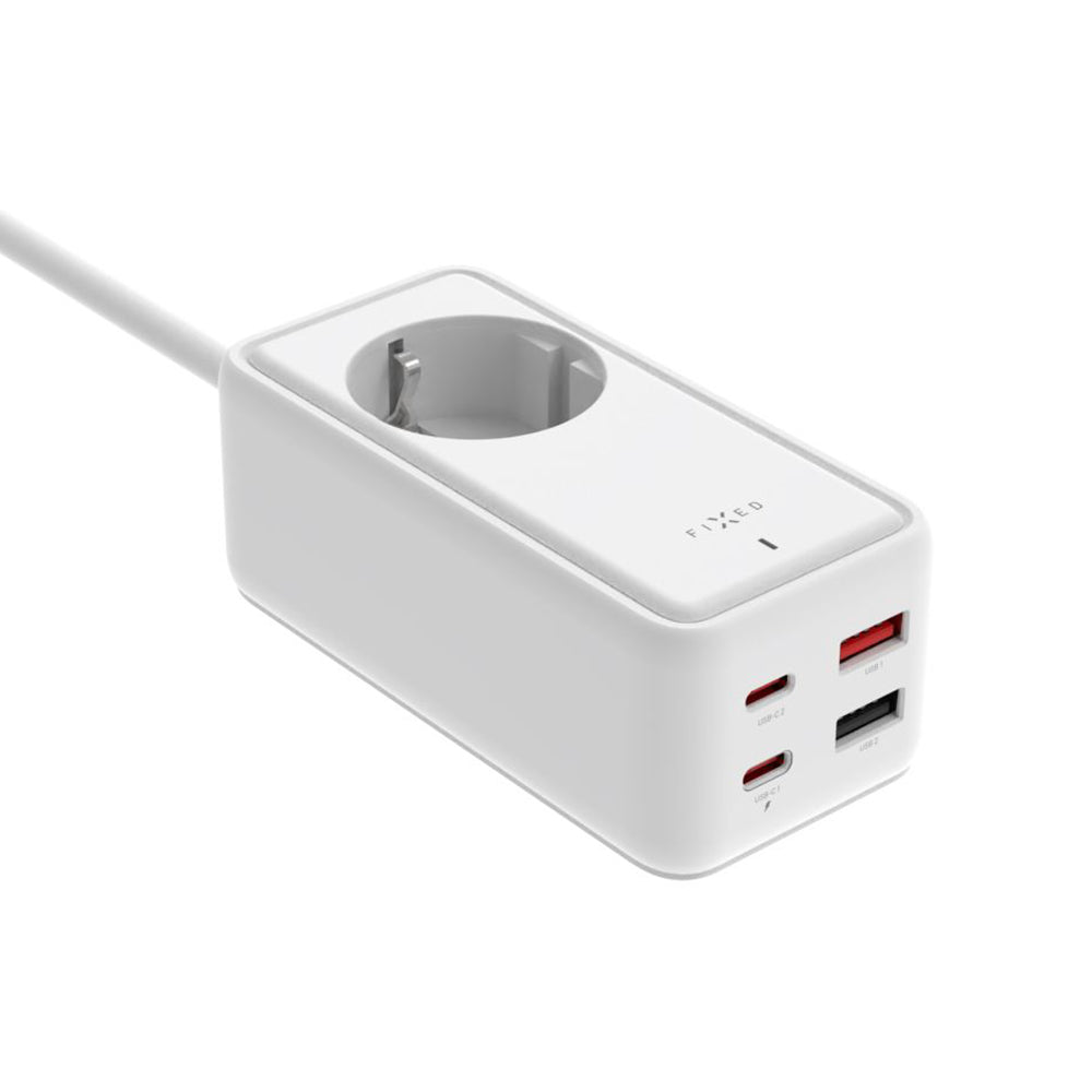 Fixed Extension Cord, 1 x Schuko - 2 x USB-A - 2 x USB-C, White