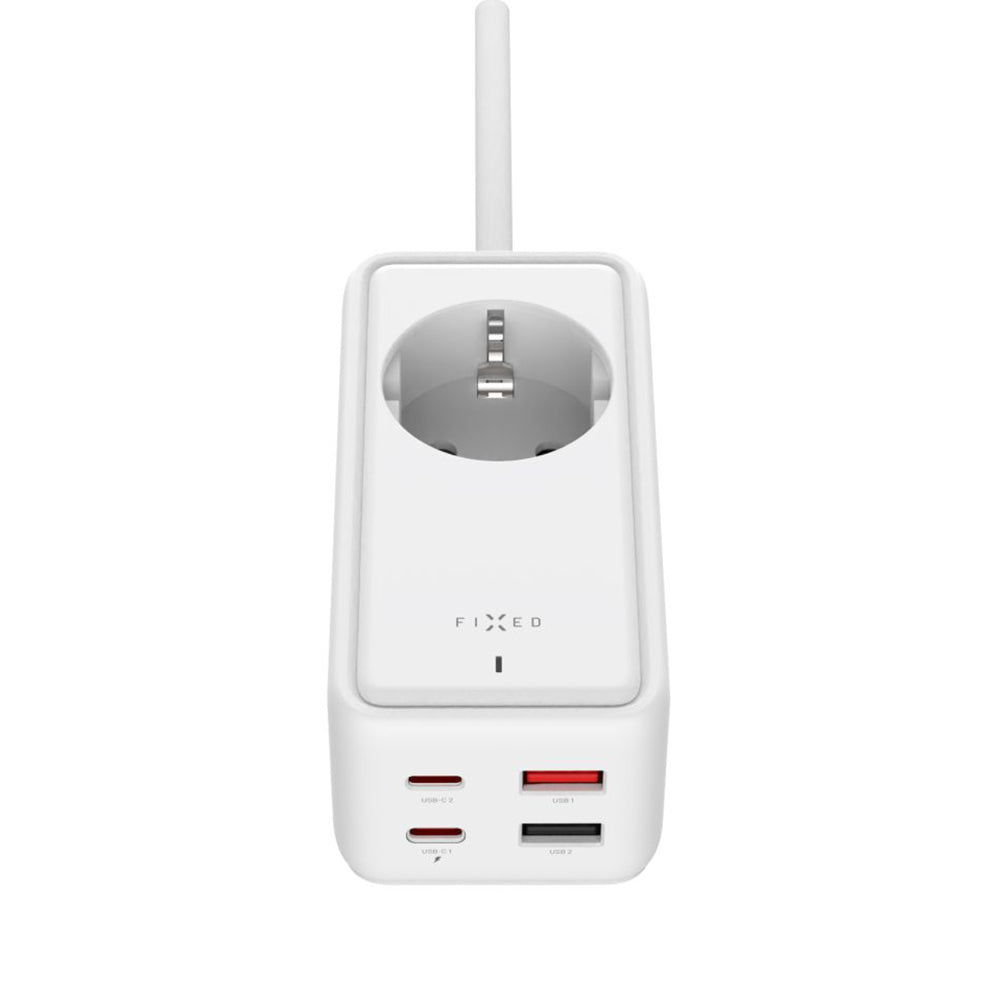Fixed Extension Cord, 1 x Schuko - 2 x USB-A - 2 x USB-C, White