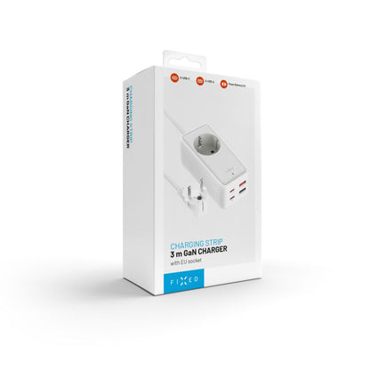 Fixed Extension Cord, 1 x Schuko - 2 x USB-A - 2 x USB-C, White