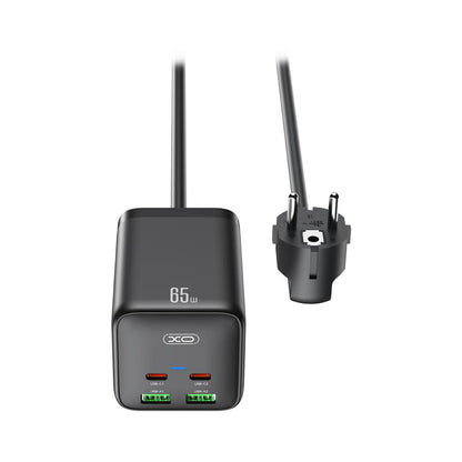 XO Design WL24 Extension Cord, 2 x Socket - 2 x USB-A - 2 x USB-C, Black