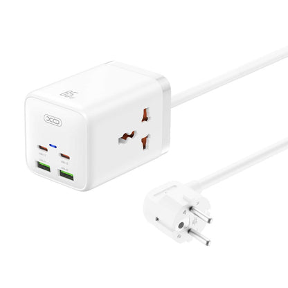 XO Design WL24 Extension Cord, 2 x Socket - 2 x USB-A - 2 x USB-C, White