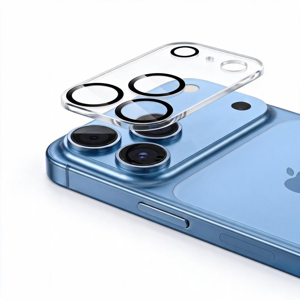 Tech-Protect Cam Fit+ Rear Camera Protection Frame for Apple iPhone 18 Pro, Tempered Glass, Transparent