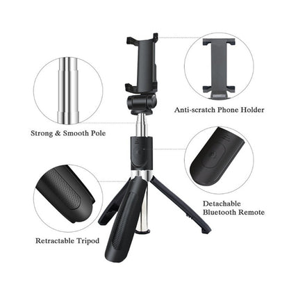 Selfie Stick Bluetooth Techsuit L01s, Παγκόσμιος, Μαύρο
