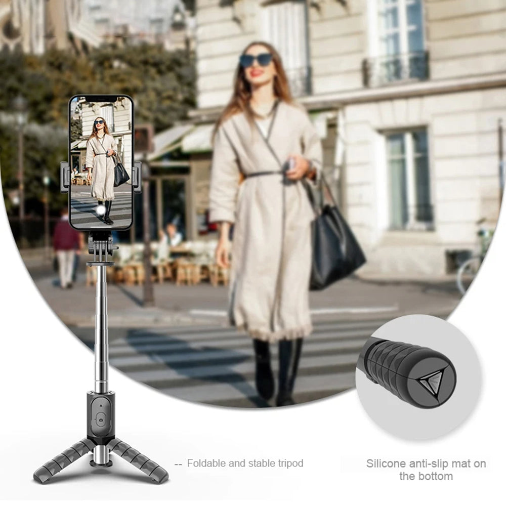 Selfie Stick Bluetooth Techsuit Q11s, Universal, Black