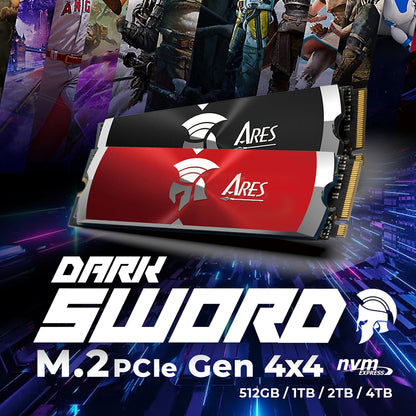 Solid State Drive (SSD) Dato Ares Dark Sword, 2TB, NVMe 1.4, PCIE Gen4x4, Red ARSDSR-2TB