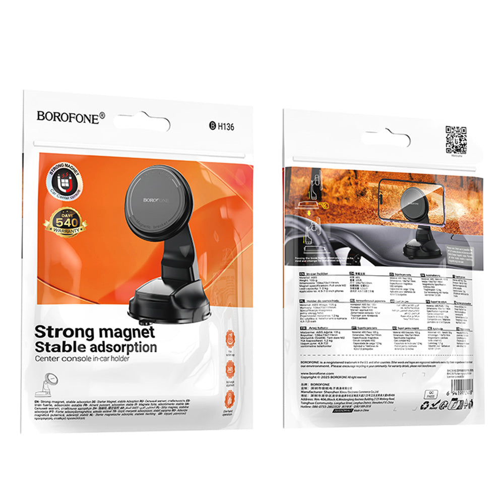 Borofone BH136 Parker Magnetic Car Mount, 4.5inch - 7inch, Black
