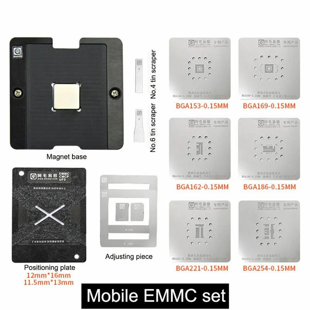 Βάση Εργασίας Reballing Amaoe για EMMC BGA 153 / 162 / 169 / 186 / 221 / 254