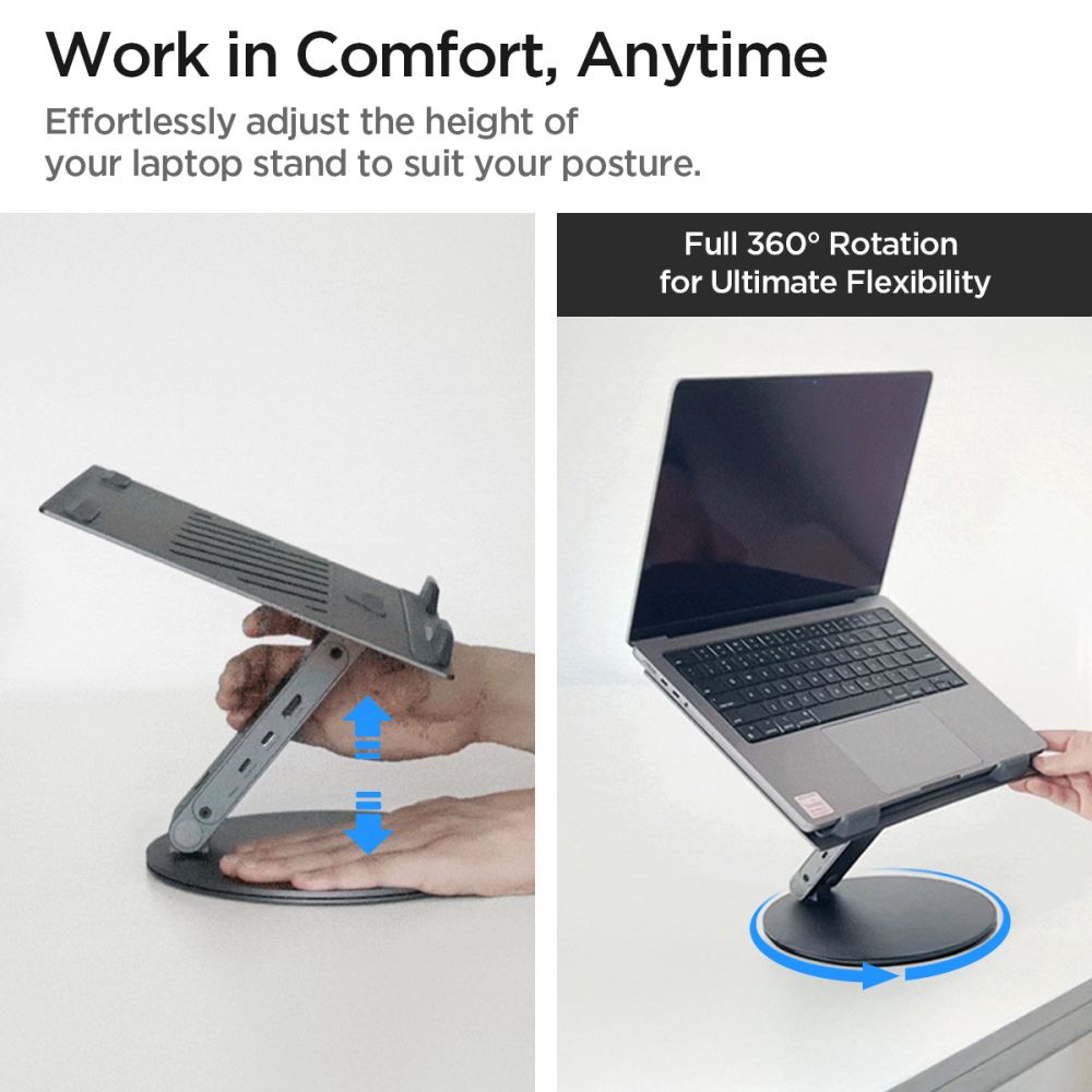 Βάση με Hub Spigen LD204H για Laptop μέγιστο 15.6 ιντσών, Γκρι AMP08885