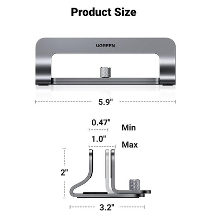 Κάθετη Βάση UGREEN LP258 (29277) για Laptop με πάχος 12mm - 26mm, Ασημί