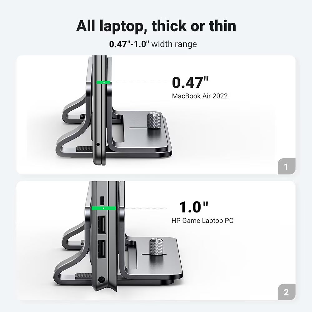 Κάθετη Βάση UGREEN LP258 (29277) για Laptop με πάχος 12mm - 26mm, Ασημί