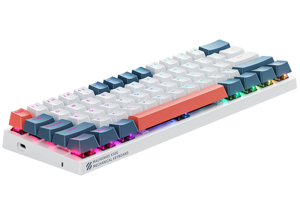 Ενσύρματο Πληκτρολόγιο Gaming USB Machenike K500-B61 Μηχανικό, RGB, Πίσω Φωτισμός Κόκκινο, Λευκό Μπλε