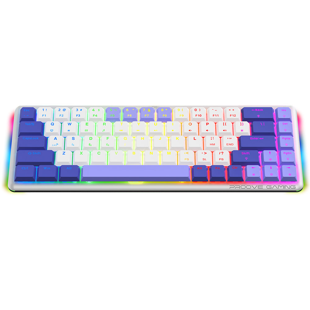Ασύρματο Gaming Πληκτρολόγιο Proove AFK, RGB, BT / Wi-Fi / Ενσύρματο, 1.5m, Λευκό WKAFKEN22002