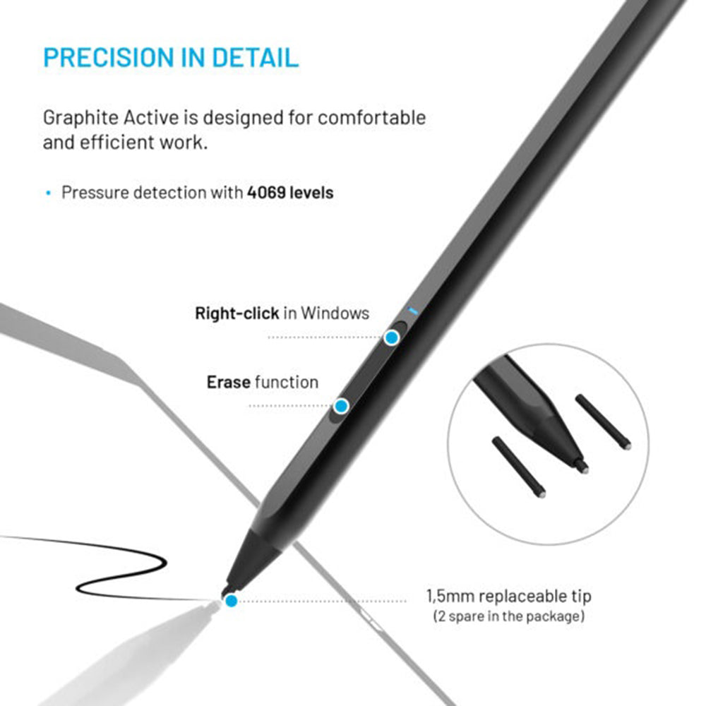 Touch Pen Fixed Graphite Active for Devices with MPP support, Active Version, Black