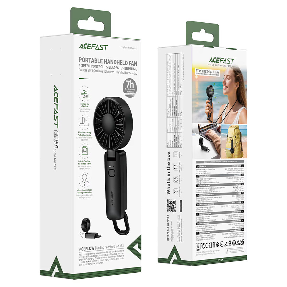 Acefast YF2 Portable Fan, Black